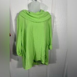Ali Miles Oversized Green 3/4 Sleeve Cowl Neck Tunic Top Size Medium EUC